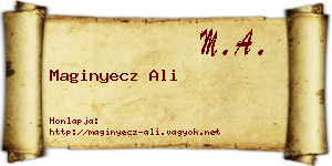 Maginyecz Ali névjegykártya